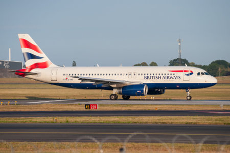 Copenhagen Airport, Denmark - July 2013, British Airways Airbus A320 take off from Copenhagen...