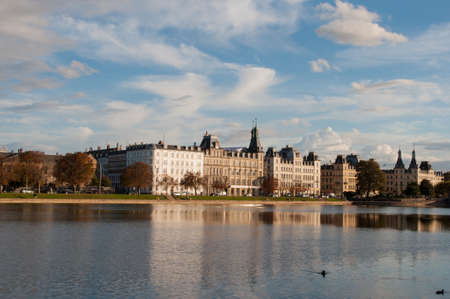 buildings near the waterfront in Copenhagen Denmarkの写真素材