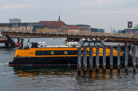 Copenhagen Denmark - April 14. 2013: Movia Harbor bus in Copenhagen port