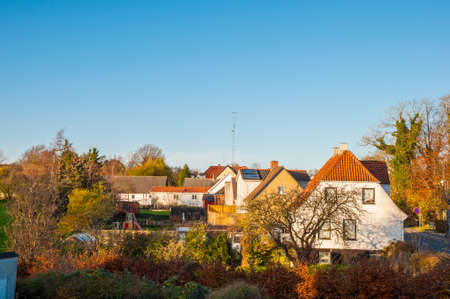 Countryside town of Mern in Denmark on a sunny autumn dayの写真素材