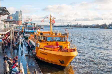 Hamburg Germany - December 16. 2017: Public transportation harbor ferry Jan Molsenのeditorial素材