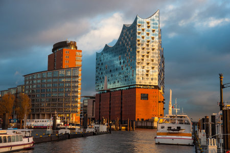 Hamburg Germany - December 16. 2017: The Elbphilharmonie on the banks of Elbe riverのeditorial素材