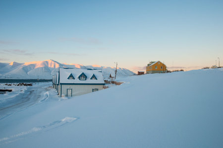 Village of Hrisey in iceland on a cold winter day