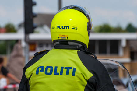 Vordingborg Denmark - June 25. 2016: Danish Motorcycle police officerのeditorial素材