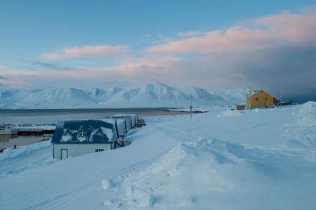 winter day on island of Hrisey in Icelandの写真素材