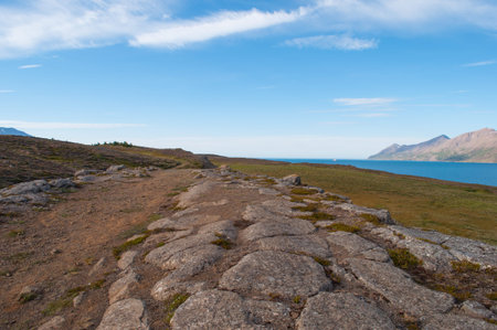 rock formation from last ice age on island of Hrisey in Iceland