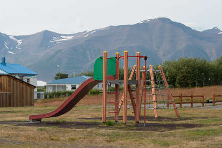 Small playground in a countryside village in Icelandの写真素材