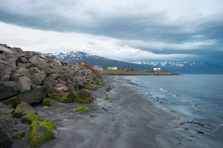 coast of island of Hrisey in Icelandの写真素材