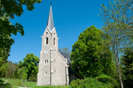 Schierke church in Germany on a summer dayの写真素材