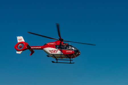 Brocken Germany - May 27. 2017: German Air Rescue Helicopter