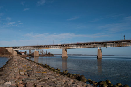 The storstroem bridge in Denmarkの写真素材