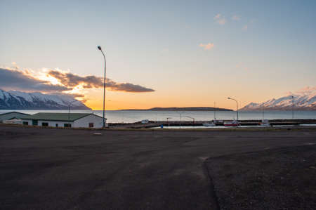 Sunset in Eyjafjordur in Icelandの写真素材