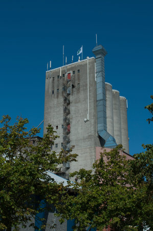 a grain silo in korsor in Denmarkの写真素材