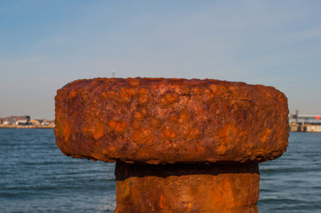 old bollard on the pierの写真素材