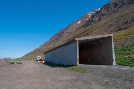 Olafsfjordur road tunnel in Icelandの写真素材