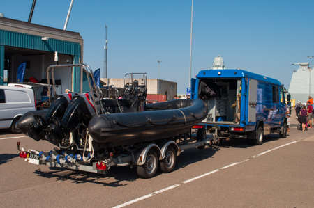 Korsor Denmark - August 22. 2015: Danish Navy RIB boatのeditorial素材