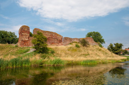 ruins of the walls of Vordingborg castleの写真素材