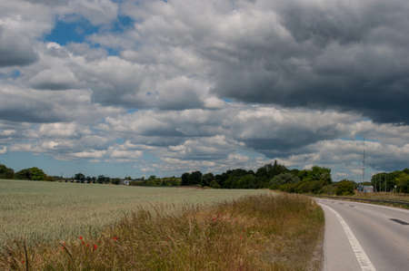 Danish countryside landscape near Vordingborg in Denmarkの写真素材