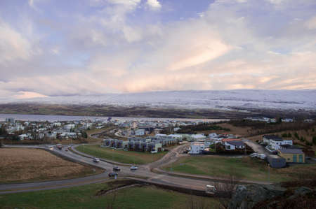 Town of Akureyri in North Icelandの写真素材