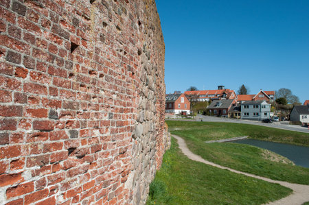 castle wall at Vordingborg castle ruins in Denmarkの写真素材