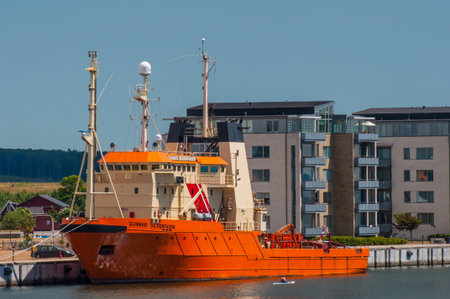 Vordingborg Denmark - June 11. 2016: Danish navy Environmental protection ship Gunnar Seidenfaden in port of Vordingborgのeditorial素材