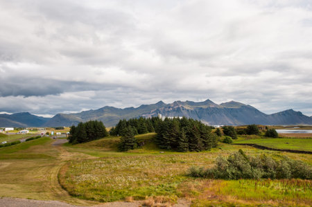 Landscape in Hofn in Hornafjordur in Icelandの写真素材