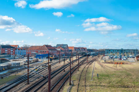 Slagelse train station in Denmark on a sunny winter dayの写真素材