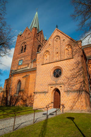 st. Mikkels church in city center of Slagelse in Denmark on a sunny winter dayの写真素材