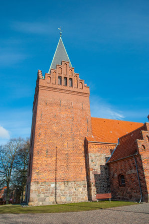 St. peters church in town of Slagelse in Denmark on a sunny dayの写真素材