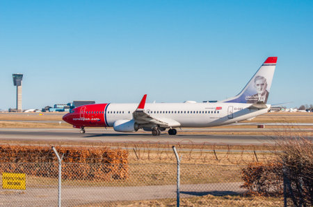 Copenhagen Denmark - March 17. 2018: Norwegian Boeing 737-800 at Copenhagen Airport
