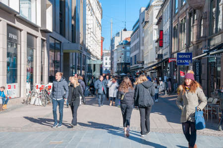 Copenhagen Denmark - March 17. 2018: People walking on the Stroget shopping streetのeditorial素材