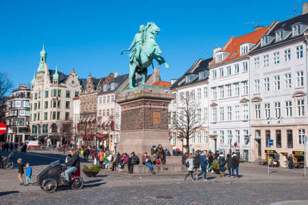 Copenhagen Denmark - March 17. 2018: People enjoying a sunny spring day in the city center of Copenhagenのeditorial素材