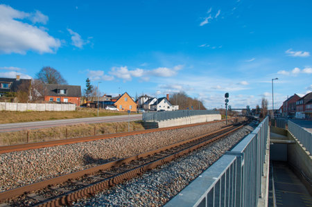 Railroad track near Tolose train station in Denmarkのeditorial素材