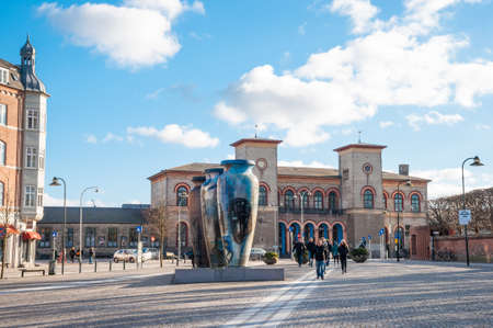 Roskilde Denmark - February 24. 2018: Roskilde train station and the main squareのeditorial素材