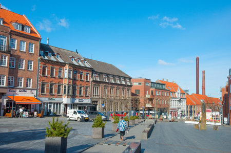 Slagelse Denmark - February 24. 2018: City center of town of Slagelse in Denmark