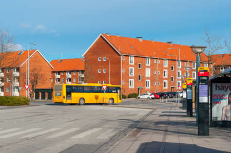 Ringsted Denmark - February 24. 2018: Bus leaving Ringsted train station in Denmarkのeditorial素材