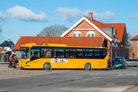 Hoeng Denmark - February 24. 2018: Bus at Hoeng train stationのeditorial素材