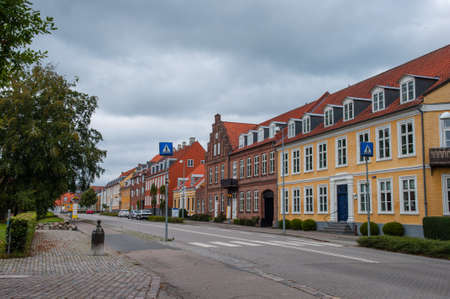 Buildings in Danish town of Soroe on an automn dayの写真素材