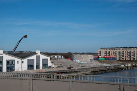 Vordingborg Denmark - April 6. 2018: Damaged building after failed demolition of a siloのeditorial素材