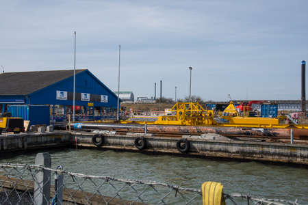 Vordingborg Denmark - April 7. 2018: Construction site for a new bridge on island of Masnedoeのeditorial素材