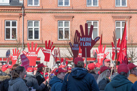 Naestved Denmark - April 4. 2018: Danish government workers protesting for better working conditionsのeditorial素材