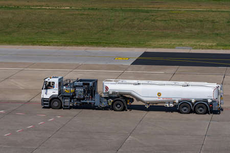 Berlin Germany - April 21. 2018: Fuel truck at Berlin Tegel airportのeditorial素材