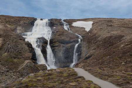 Rjukandafoss waterfall in the East icelandic countrysideの写真素材