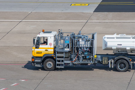 Berlin Germany - April 21. 2018: Fuel truck at Berlin Tegel airport