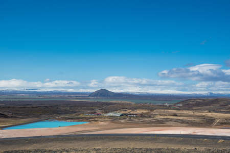 Lake Myvatn in North Iceland on a summer dayの写真素材