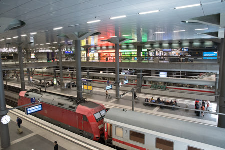 Berlin Germany - April 22. 2018: Intercity train at Berlin Central train station
