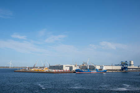 Rostock Germany - April 22. 2018: The liebherr crane factory in port of Rostockのeditorial素材