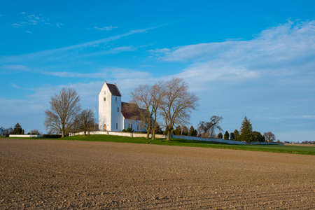 Church of Kalvehave in the Danish countryside on a spring dayのeditorial素材