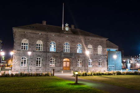 The Parliament building in city of Reykjavik in Icelandのeditorial素材