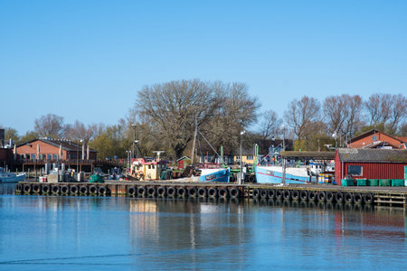 Klintholm Havn - May 5. 2018: Fishing boats in port of Klintholm in Denmark
